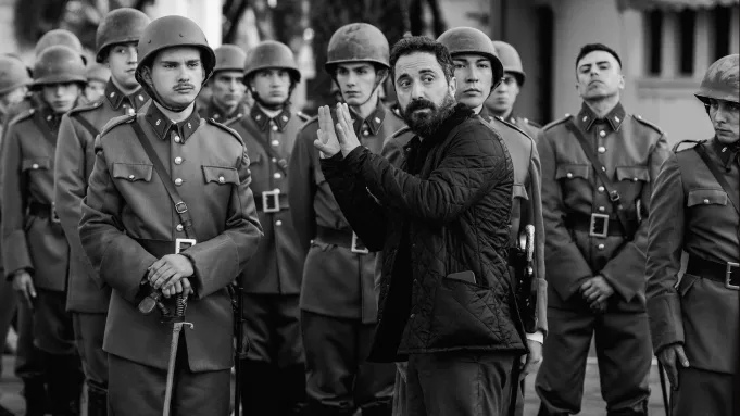 Pablo Larraín on the 'El Conde' set. Diego Araya Corvalán/Netflix ©2023